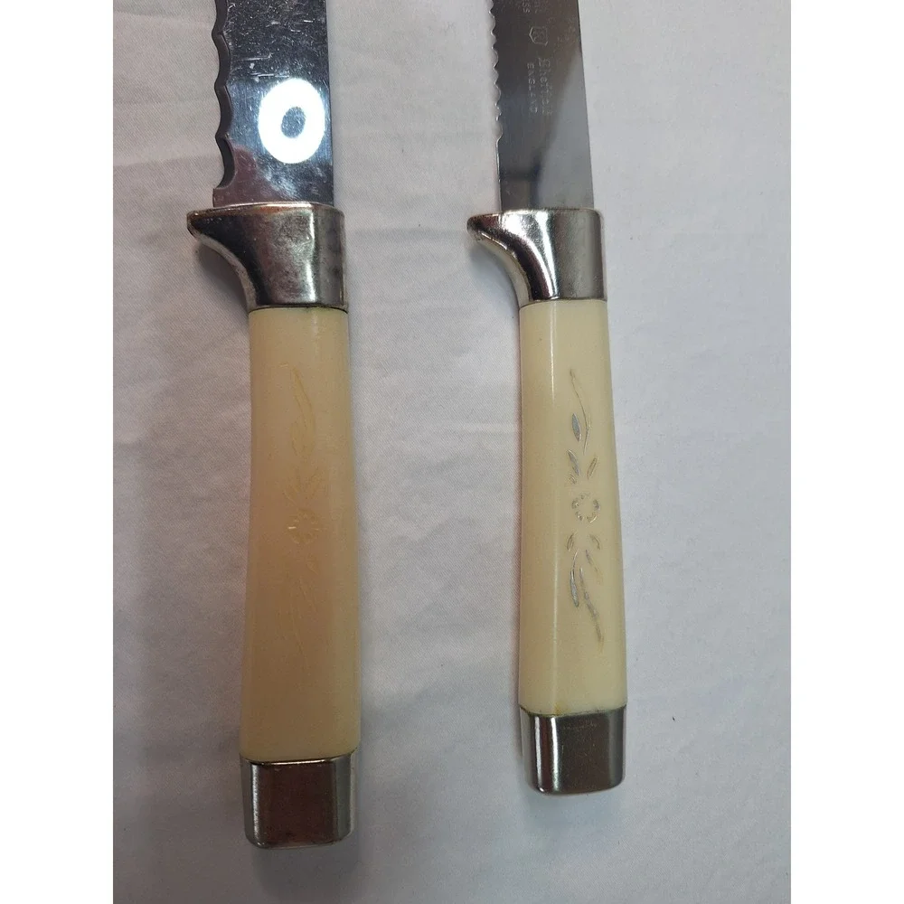 Regent Sheffield England Stainless Steel Knife Set Miracle Worker Vintage Cream